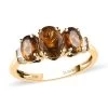 Luxoro 10K Yellow Gold AAA Yellow Tourmaline And Diamond Trilogy Ring 1.70 Ctw -Jewelry store 7235326