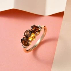 Luxoro 10K Yellow Gold AAA Yellow Tourmaline And Diamond Trilogy Ring 1.70 Ctw 9 Luxoro 10K Yellow Gold AAA Yellow Tourmaline And Diamond Trilogy Ring 1.70 Ctw -Jewelry store 7235326 1