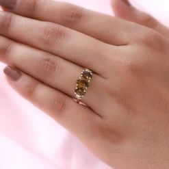 Luxoro 10K Yellow Gold AAA Yellow Tourmaline And Diamond Trilogy Ring 1.70 Ctw 10 Luxoro 10K Yellow Gold AAA Yellow Tourmaline And Diamond Trilogy Ring 1.70 Ctw -Jewelry store 7235326 2