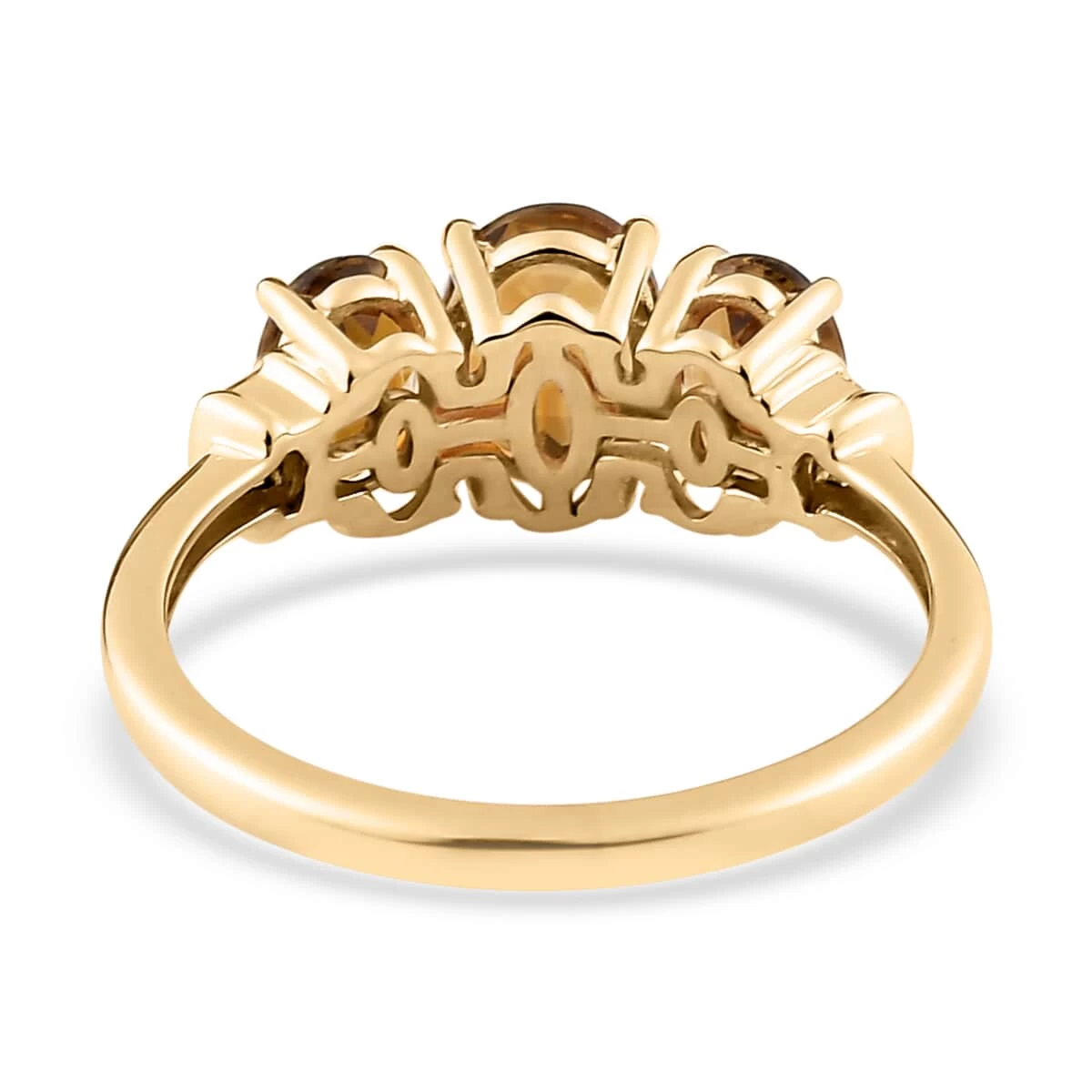 Luxoro 10K Yellow Gold AAA Yellow Tourmaline And Diamond Trilogy Ring 1.70 Ctw 7 Luxoro 10K Yellow Gold AAA Yellow Tourmaline And Diamond Trilogy Ring 1.70 Ctw - Image 5