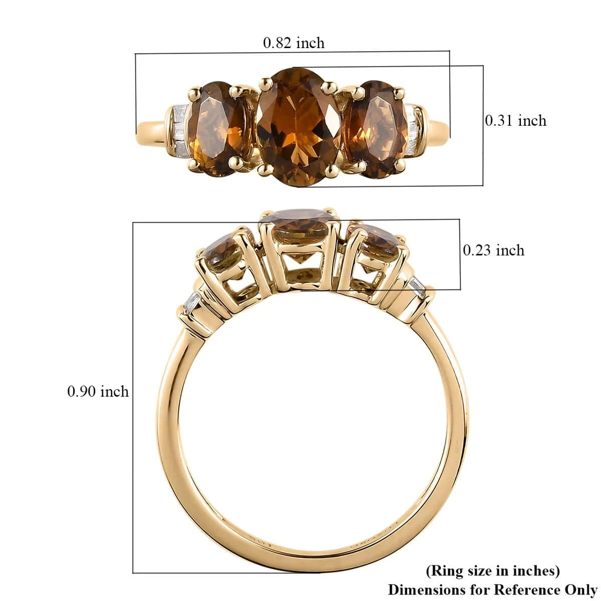 Luxoro 10K Yellow Gold AAA Yellow Tourmaline And Diamond Trilogy Ring 1.70 Ctw 8 Luxoro 10K Yellow Gold AAA Yellow Tourmaline And Diamond Trilogy Ring 1.70 Ctw - Image 6