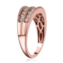 Doorbuster Natural Champagne Diamond Ring In Rhodium And Vermeil Yellow Gold Sterling Silver 1.10 Ctw -Jewelry store 7235581 3