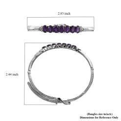 Amethyst Bangle Bracelet In Stainless Steel (6.50 In) 5.00 Ctw , Tarnish-Free, Waterproof, Sweat Proof Jewelry -Jewelry store 7236119 5