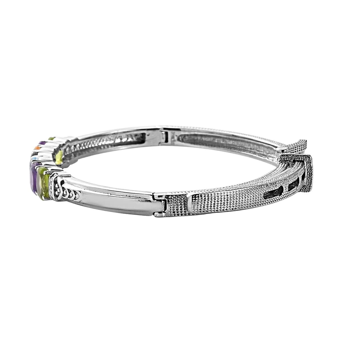 Multi Gemstone Bangle Bracelet In Stainless Steel (6.50 In) 5.75 Ctw , Tarnish-Free, Waterproof, Sweat Proof Jewelry 6 Multi Gemstone Bangle Bracelet In Stainless Steel (6.50 In) 5.75 Ctw , Tarnish-Free, Waterproof, Sweat Proof Jewelry - Image 4