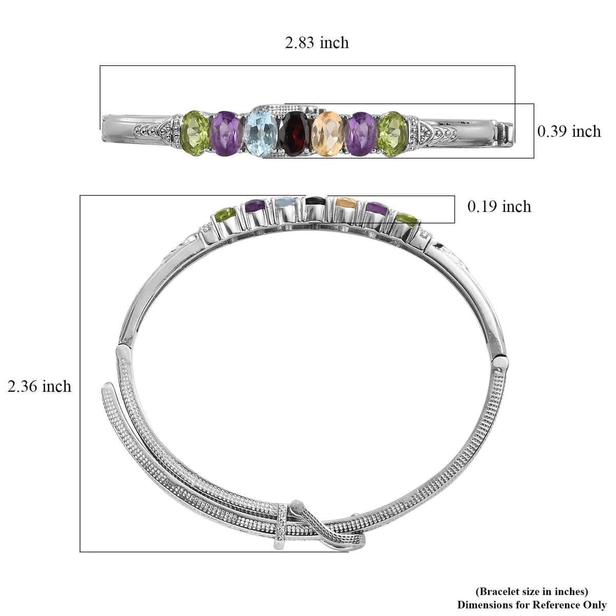 Multi Gemstone Bangle Bracelet In Stainless Steel (6.50 In) 5.75 Ctw , Tarnish-Free, Waterproof, Sweat Proof Jewelry 8 Multi Gemstone Bangle Bracelet In Stainless Steel (6.50 In) 5.75 Ctw , Tarnish-Free, Waterproof, Sweat Proof Jewelry - Image 6