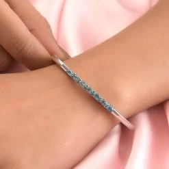 Madagascar Paraiba Apatite Bangle Bracelet In Stainless Steel (6.50 In) 1.65 Ctw -Jewelry store 7236154 2