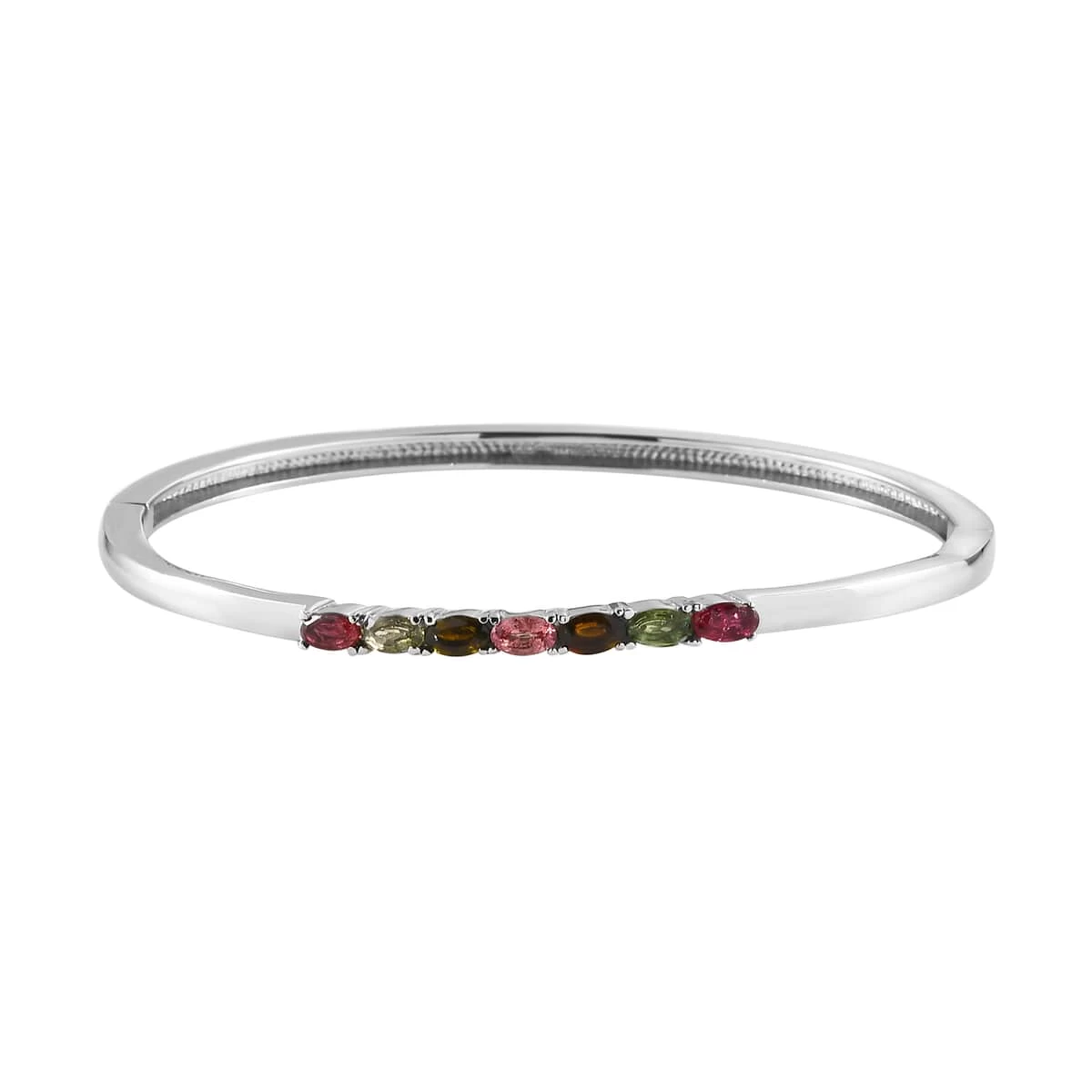 Multi-Tourmaline Bangle Bracelet In Stainless Steel (7.25 In) 1.60 Ctw , Tarnish-Free, Waterproof, Sweat Proof Jewelry 3 Multi-Tourmaline Bangle Bracelet In Stainless Steel (7.25 In) 1.60 Ctw , Tarnish-Free, Waterproof, Sweat Proof Jewelry