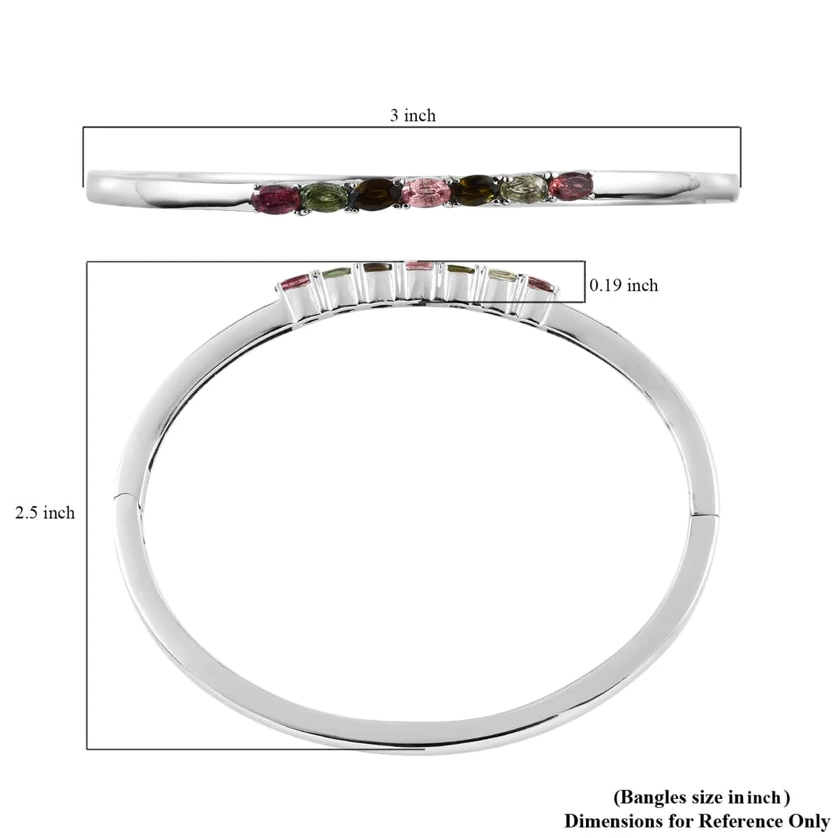 Multi-Tourmaline Bangle Bracelet In Stainless Steel (7.25 In) 1.60 Ctw , Tarnish-Free, Waterproof, Sweat Proof Jewelry 8 Multi-Tourmaline Bangle Bracelet In Stainless Steel (7.25 In) 1.60 Ctw , Tarnish-Free, Waterproof, Sweat Proof Jewelry - Image 6