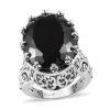 Australian Black Tourmaline Solitaire Ring In Platinum Over Sterling Silver 20.50 Ctw -Jewelry store 7236772
