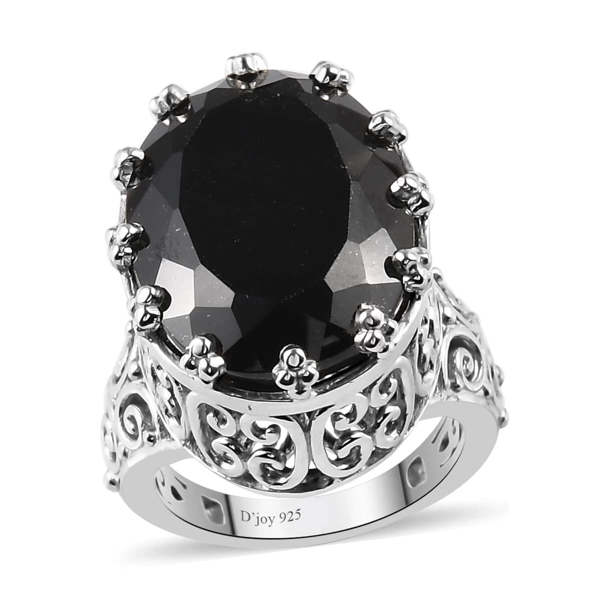 Australian Black Tourmaline Solitaire Ring In Platinum Over Sterling Silver 20.50 Ctw 3 Australian Black Tourmaline Solitaire Ring In Platinum Over Sterling Silver 20.50 Ctw