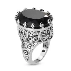 Australian Black Tourmaline Solitaire Ring In Platinum Over Sterling Silver 20.50 Ctw 10 Australian Black Tourmaline Solitaire Ring In Platinum Over Sterling Silver 20.50 Ctw -Jewelry store 7236772 3