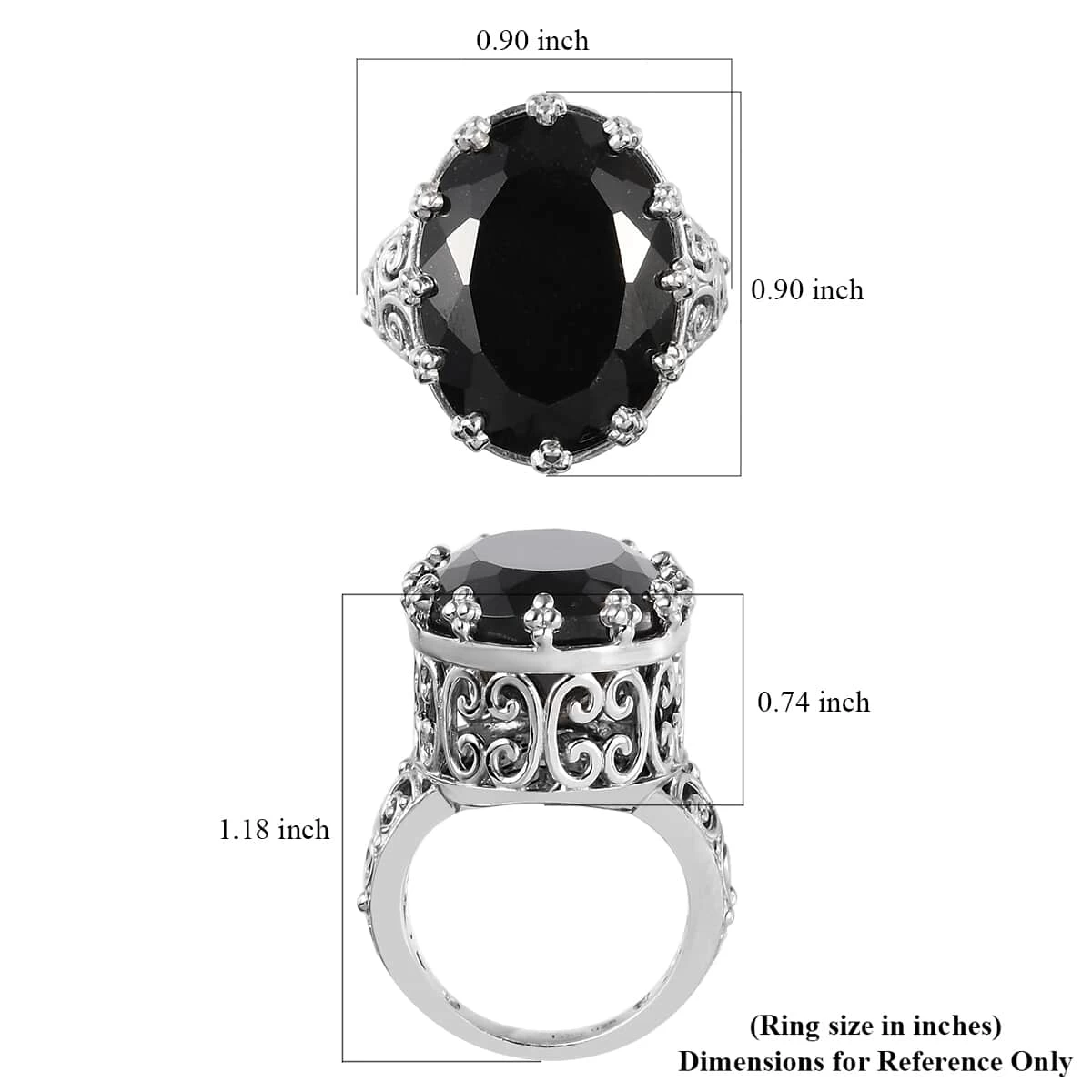 Australian Black Tourmaline Solitaire Ring In Platinum Over Sterling Silver 20.50 Ctw 7 Australian Black Tourmaline Solitaire Ring In Platinum Over Sterling Silver 20.50 Ctw - Image 5