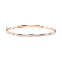 14K Rose Gold Over Sterling Silver Stardust Bangle Bracelet (7.00 In) 5.9 Grams