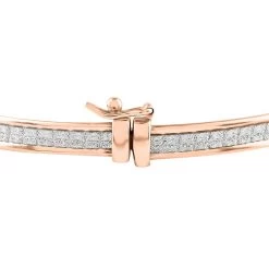 14K Rose Gold Over Sterling Silver Stardust Bangle Bracelet (7.00 In) 5.9 Grams -Jewelry store 7236903 3