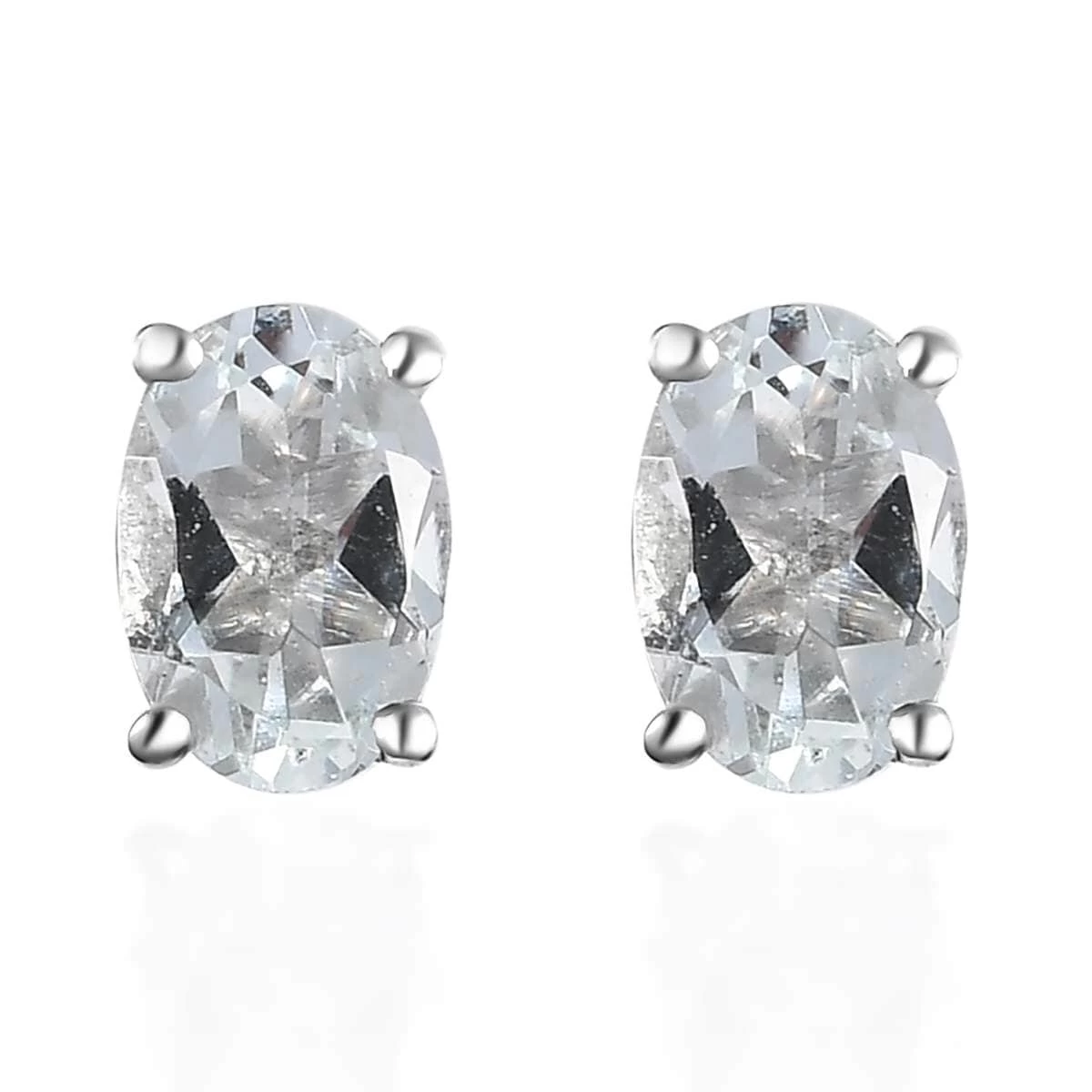 Brazilian Goshenite Solitaire Stud Earrings In Platinum Over Sterling Silver 0.75 Ctw 3 Brazilian Goshenite Solitaire Stud Earrings In Platinum Over Sterling Silver 0.75 Ctw