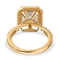 Radiant Cut Moissanite Ring , Moissanite Halo Ring , Vermeil Yellow Gold Over Sterling Silver Ring, Promise Rings 4.30 Ctw -Jewelry store 7237847 5
