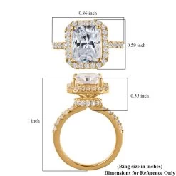 Radiant Cut Moissanite Ring , Moissanite Halo Ring , Vermeil Yellow Gold Over Sterling Silver Ring, Promise Rings 4.30 Ctw -Jewelry store 7237847 6