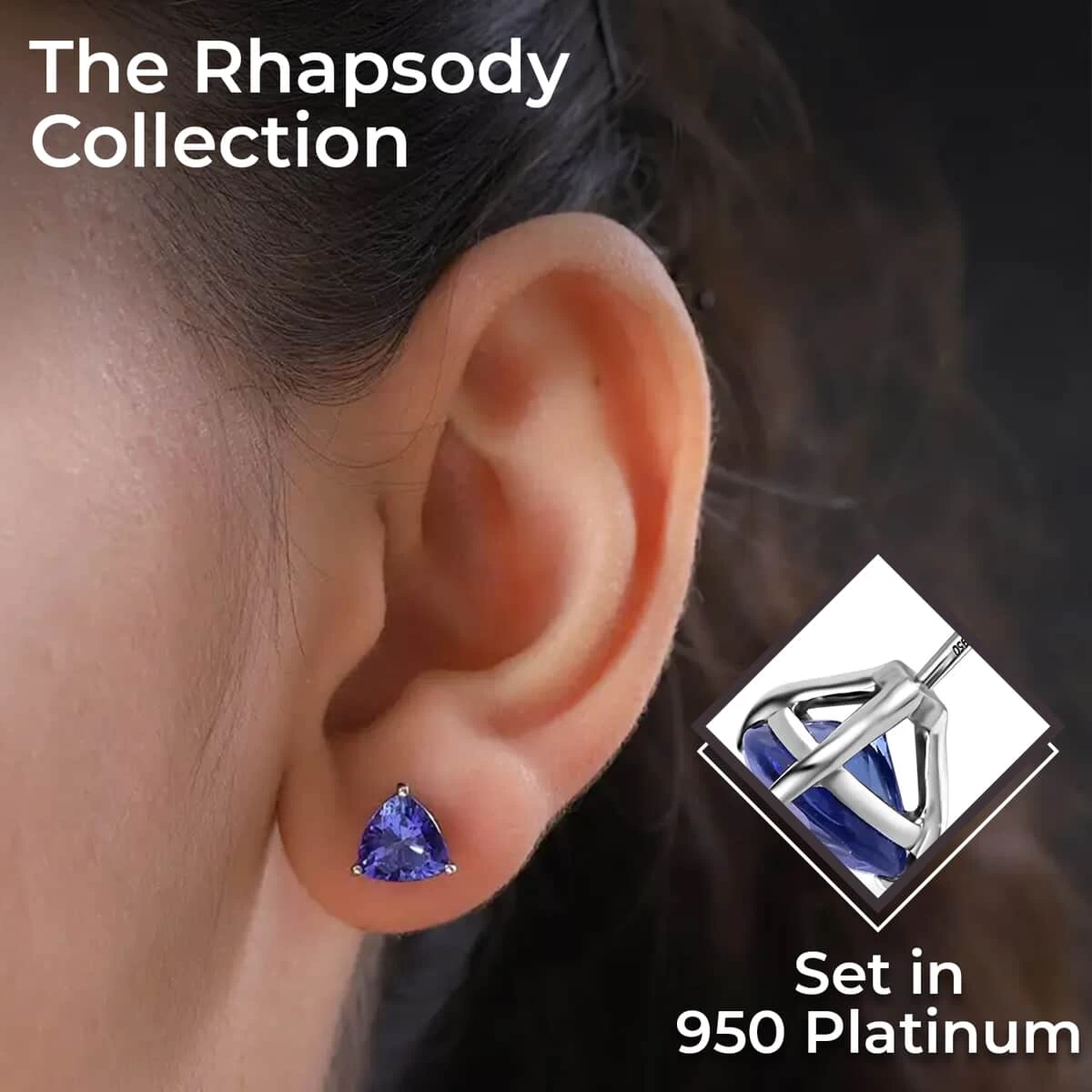 Doorbuster RHAPSODY 950 Platinum AAAA Tanzanite Solitaire Stud Earrings 2.30 Grams 3.00 Ctw 5 Doorbuster RHAPSODY 950 Platinum AAAA Tanzanite Solitaire Stud Earrings 2.30 Grams 3.00 Ctw - Image 3