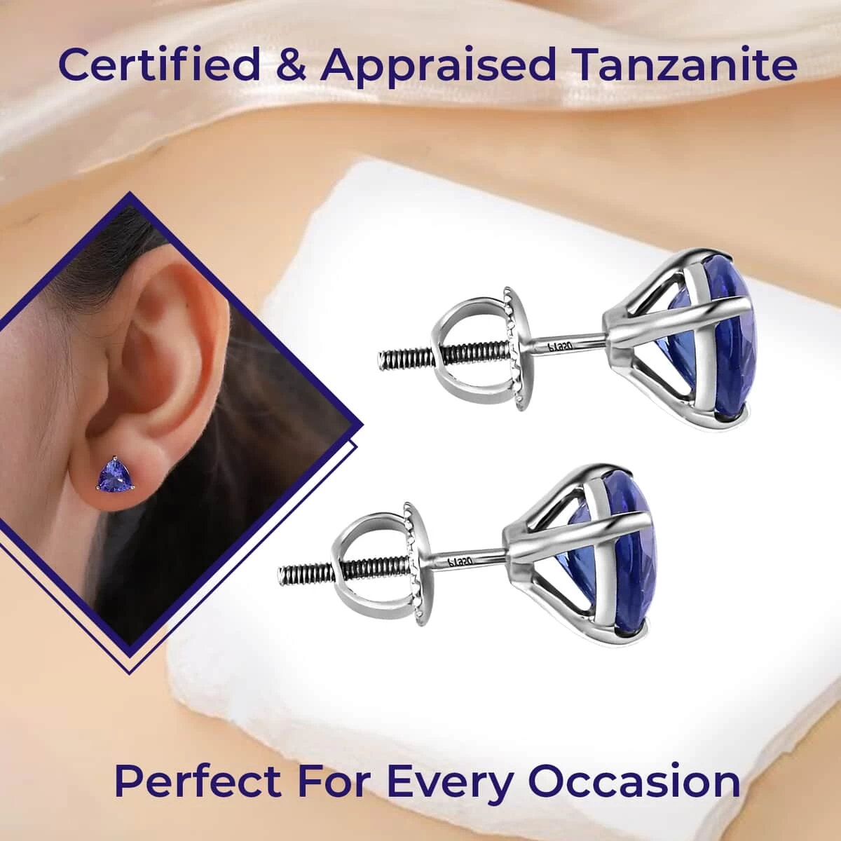 Doorbuster RHAPSODY 950 Platinum AAAA Tanzanite Solitaire Stud Earrings 2.30 Grams 3.00 Ctw 6 Doorbuster RHAPSODY 950 Platinum AAAA Tanzanite Solitaire Stud Earrings 2.30 Grams 3.00 Ctw - Image 4