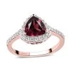 Natural Tanzanian Wine Garnet And Natural White Zircon Halo Ring In Vermeil Rose Gold Over Sterling Silver 1.75 Ctw 2 Natural Tanzanian Wine Garnet And Natural White Zircon Halo Ring In Vermeil Rose Gold Over Sterling Silver 1.75 Ctw -Jewelry store 7239241