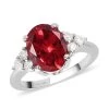 Lab Created Padparadscha Sapphire And Moissanite Ring In Platinum Over Sterling Silver 4.25 Ctw -Jewelry store 7239589