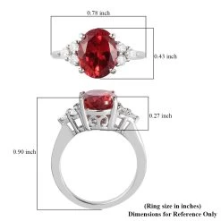 Lab Created Padparadscha Sapphire And Moissanite Ring In Platinum Over Sterling Silver 4.25 Ctw -Jewelry store 7239589 5