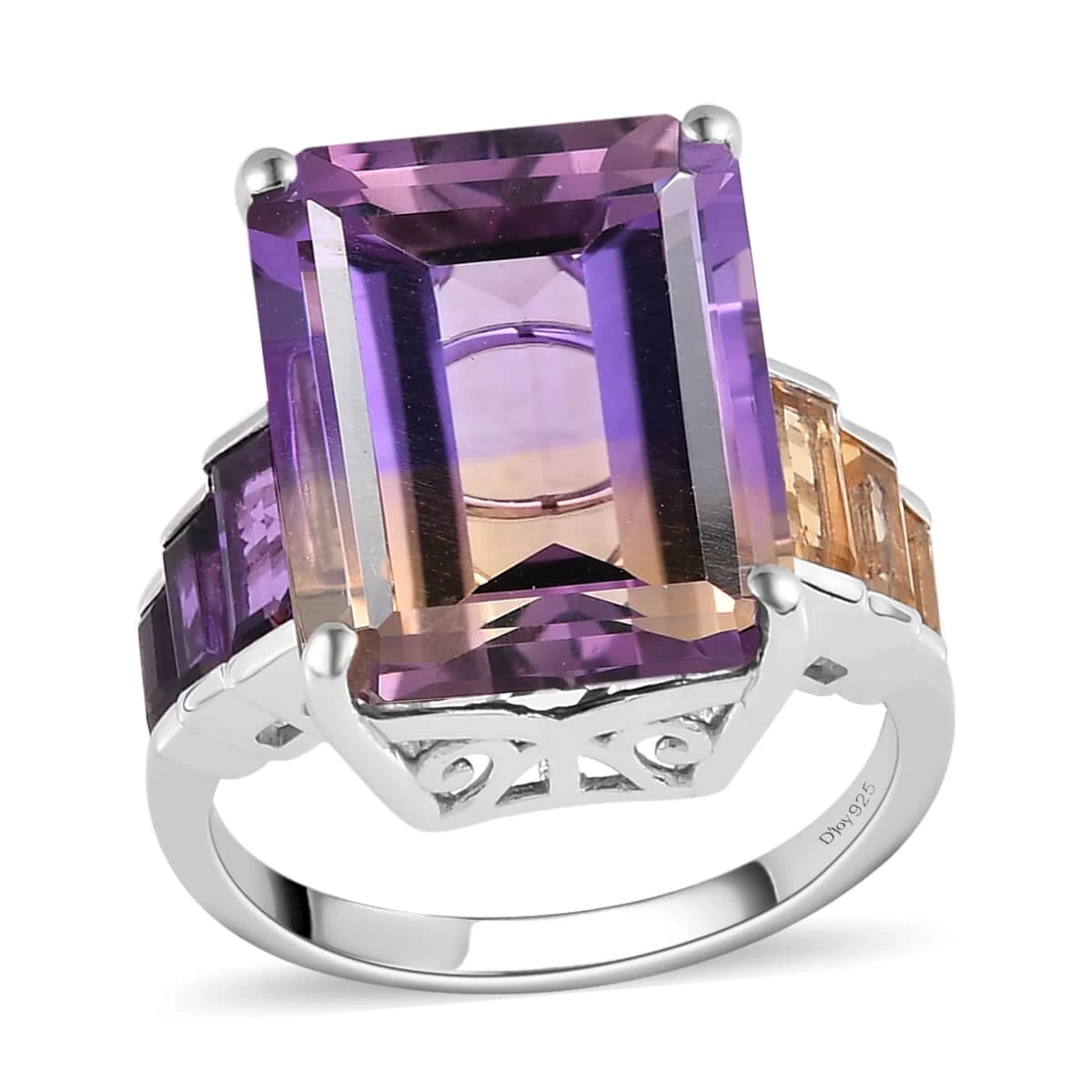AAA Anahi Ametrine And Multi Gemstone Ring In Platinum Over Sterling Silver 14.15 Ctw 3 AAA Anahi Ametrine And Multi Gemstone Ring In Platinum Over Sterling Silver 14.15 Ctw