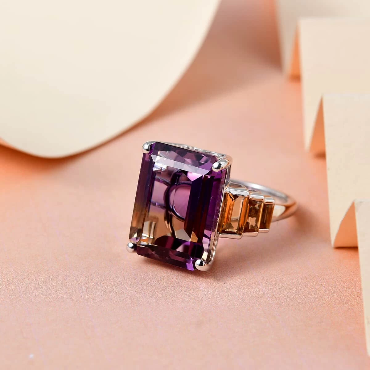 AAA Anahi Ametrine And Multi Gemstone Ring In Platinum Over Sterling Silver 14.15 Ctw 4 AAA Anahi Ametrine And Multi Gemstone Ring In Platinum Over Sterling Silver 14.15 Ctw - Image 2