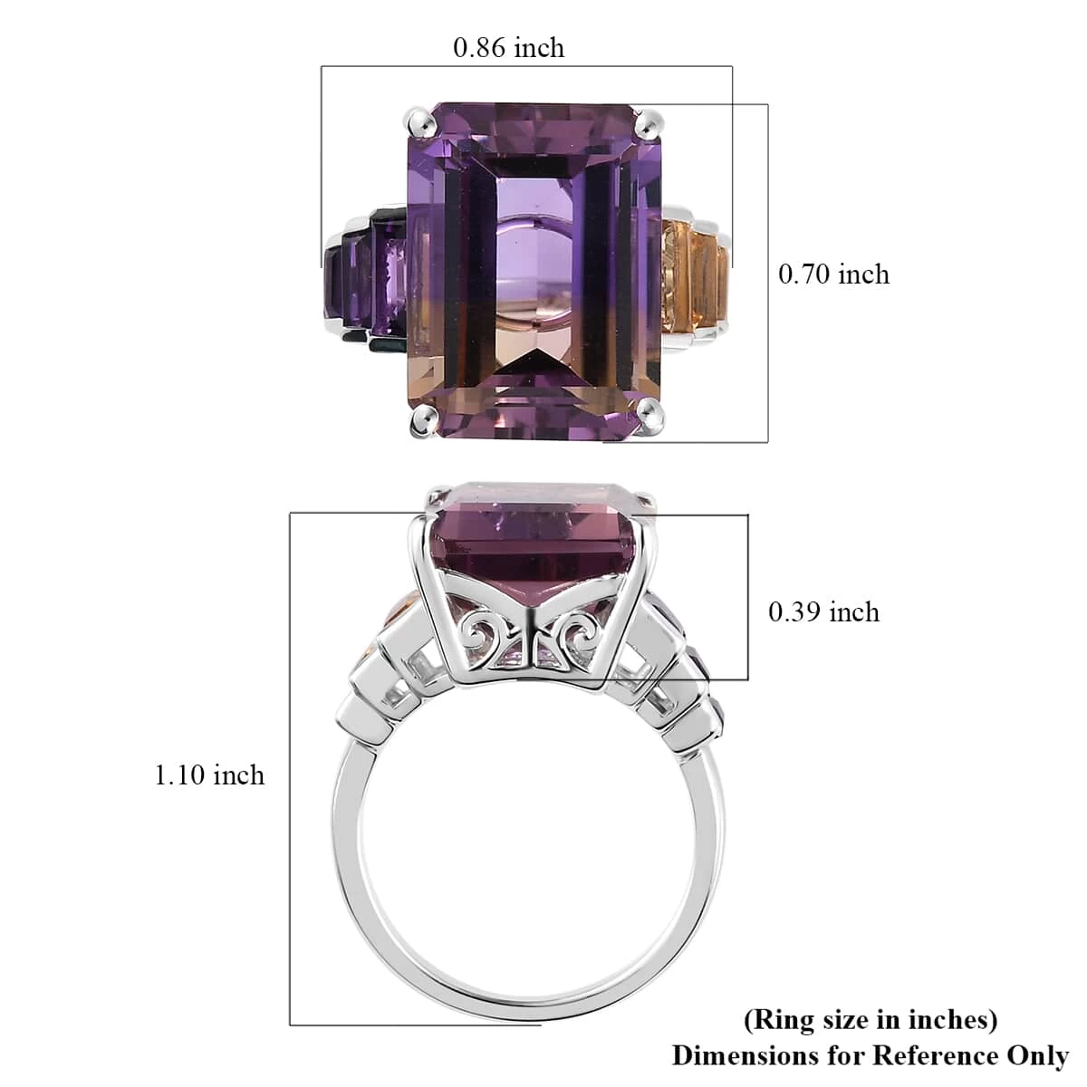 AAA Anahi Ametrine And Multi Gemstone Ring In Platinum Over Sterling Silver 14.15 Ctw 8 AAA Anahi Ametrine And Multi Gemstone Ring In Platinum Over Sterling Silver 14.15 Ctw - Image 6