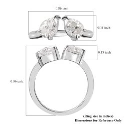 LUXORO 10K White Gold Moissanite Bypass Openable Tear Drop Ring 2.80 Grams 1.40 Ctw -Jewelry store 7250952 5