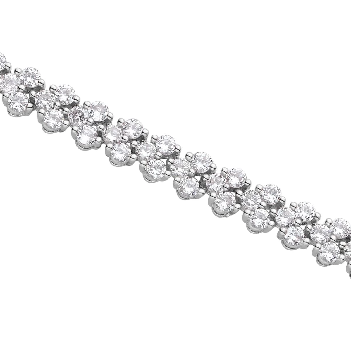 Simulated Diamond Braid Layer Bracelet In Silvertone (6.75 In) 5 Simulated Diamond Braid Layer Bracelet In Silvertone (6.75 In) - Image 3