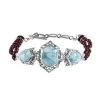 Larimar And Orissa Rhodolite Garnet Toggle Clasp Bracelet In Sterling Silver (7.25 In) 13.90 Grams 47.60 Ctw -Jewelry store 7253927