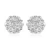 14K White Gold Diamond Flower Stud Earrings 1.00 Ctw -Jewelry store 7254116