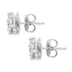 14K White Gold Diamond Flower Stud Earrings 1.00 Ctw -Jewelry store 7254116 3