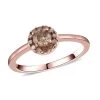 Natural Champagne Diamond Halo Ring In Vermeil Rose Gold Over Sterling Silver 0.50 Ctw -Jewelry store 7255207