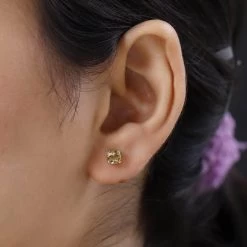 Golden Scapolite Solitaire Stud Earrings In Vermeil Yellow Gold Over Sterling Silver 0.75 Ctw -Jewelry store 7255793 2