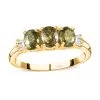 Luxoro 10K Yellow Gold Premium Ambanja Demantoid Garnet And Diamond 3 Stone Ring 1.50 Ctw -Jewelry store 7256994