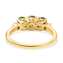 Luxoro 10K Yellow Gold Premium Ambanja Demantoid Garnet And Diamond 3 Stone Ring 1.50 Ctw -Jewelry store 7256994 4