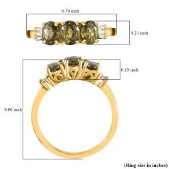 Luxoro 10K Yellow Gold Premium Ambanja Demantoid Garnet And Diamond 3 Stone Ring 1.50 Ctw -Jewelry store 7256994 5