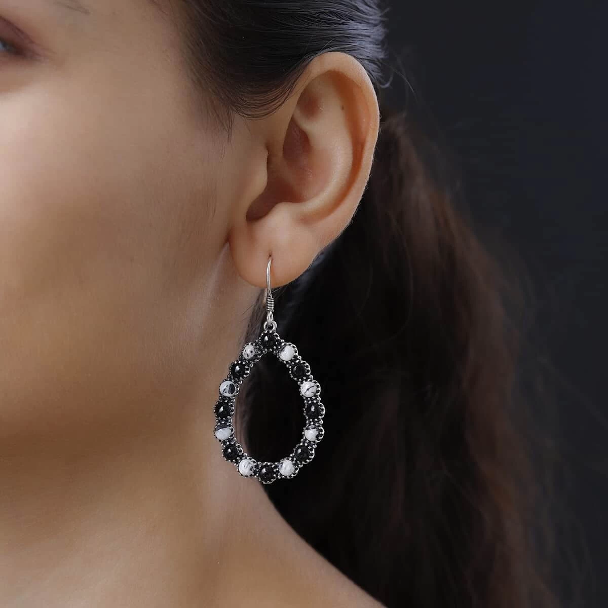 White Buffalo Drop Earrings In Sterling Silver 11.60 Ctw 5 White Buffalo Drop Earrings In Sterling Silver 11.60 Ctw - Image 3