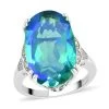 Peacock Quartz, Natural White Zircon Ring In Platinum Over Sterling Silver 13.50 Ctw 1 Peacock Quartz, Natural White Zircon Ring In Platinum Over Sterling Silver 13.50 Ctw -Jewelry store 7258193