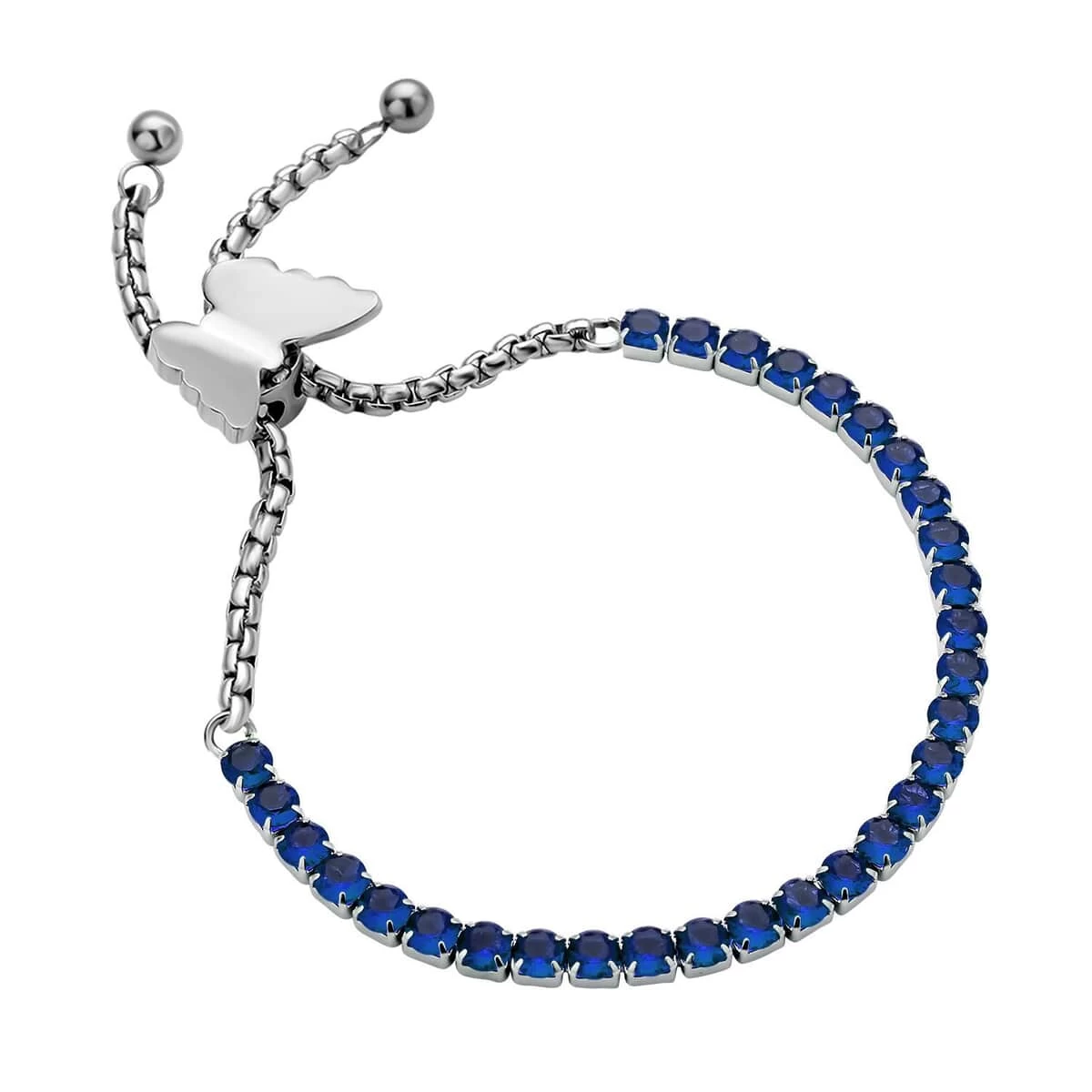 Simulated Blue Diamond Multi-Wear Butterfly Slider Bolo Tennis Bracelet In Stainless Steel (5-9Inches) , Tarnish-Free, Waterproof, Sweat Proof Jewelry 5 Simulated Blue Diamond Multi-Wear Butterfly Slider Bolo Tennis Bracelet In Stainless Steel (5-9Inches) , Tarnish-Free, Waterproof, Sweat Proof Jewelry - Image 3