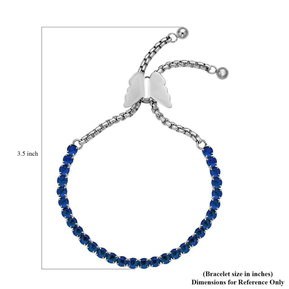 Simulated Blue Diamond Multi-Wear Butterfly Slider Bolo Tennis Bracelet In Stainless Steel (5-9Inches) , Tarnish-Free, Waterproof, Sweat Proof Jewelry 7 Simulated Blue Diamond Multi-Wear Butterfly Slider Bolo Tennis Bracelet In Stainless Steel (5-9Inches) , Tarnish-Free, Waterproof, Sweat Proof Jewelry - Image 5