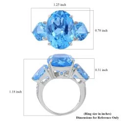 Swiss Blue Topaz And White Zircon Ring In Platinum Over Sterling Silver 21.75 Ctw 11 Swiss Blue Topaz And White Zircon Ring In Platinum Over Sterling Silver 21.75 Ctw -Jewelry store 7258478 4