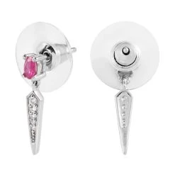 Premium Montepuez Ruby And White Zircon Dangling Earrings In Platinum Over Sterling Silver 2.50 Ctw -Jewelry store 7258975 3