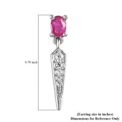 Premium Montepuez Ruby And White Zircon Dangling Earrings In Platinum Over Sterling Silver 2.50 Ctw -Jewelry store 7258975 4