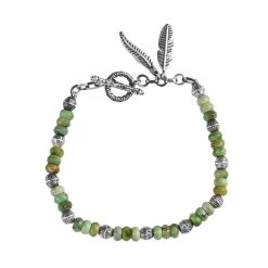 Artisan Crafted Sonoran Gold Turquoise Beaded Bracelet In Sterling Silver (7.25 In) 20.25 Ctw