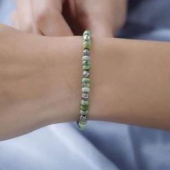 Artisan Crafted Sonoran Gold Turquoise Beaded Bracelet In Sterling Silver (7.25 In) 20.25 Ctw -Jewelry store 7260003 2