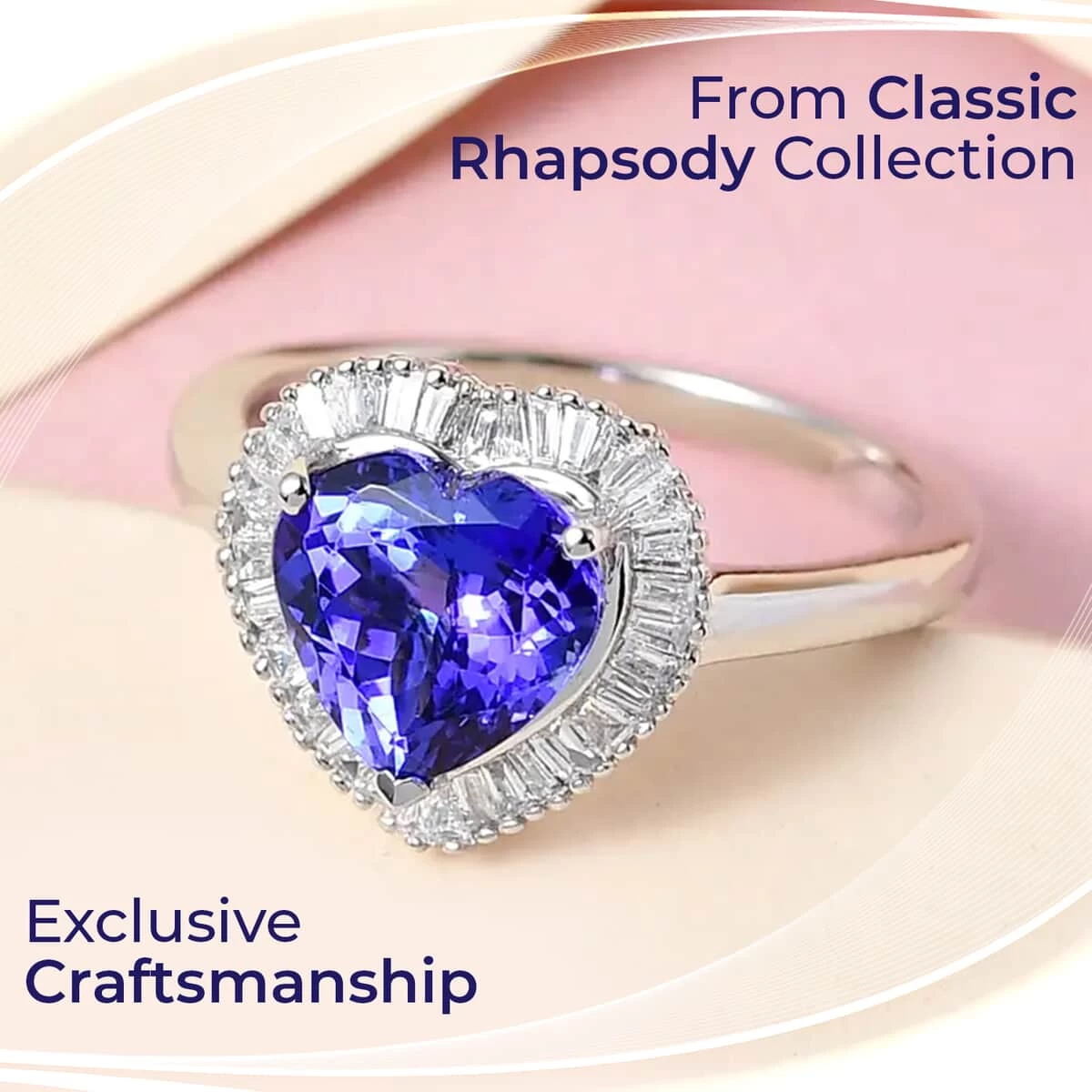 Doorbuster RHAPSODY 950 Platinum AAAA Tanzanite And E-F VS2 Diamond Heart Shape Halo Ring 5.70 Grams 2.15 Ctw 4 Doorbuster RHAPSODY 950 Platinum AAAA Tanzanite And E-F VS2 Diamond Heart Shape Halo Ring 5.70 Grams 2.15 Ctw - Image 2