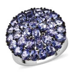 Tanzanite Floral Spray Ring In Platinum Over Sterling Silver 6.25 Ctw